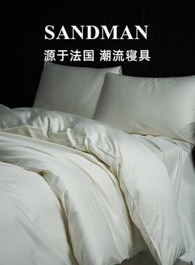 SANDMAN刺绣100S床上四件套长绒棉全棉新疆棉纯棉裸睡白色高级感