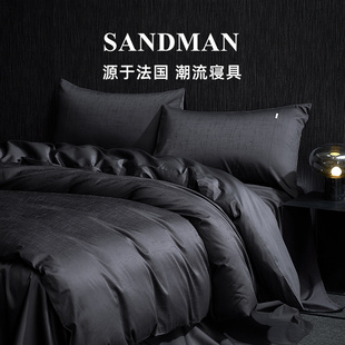 SANDMAN北海假日黑金FUR四件套100支轻奢贡缎长绒棉高级床上用品