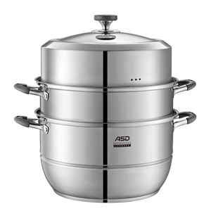 爱仕达蒸锅304不锈钢多层家用大号燃气电磁炉专用三层蒸馒头笼屉