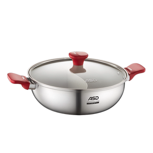 爱仕达火锅锅304不锈钢鸳鸯不粘家用火锅盆锅具电磁炉大容量涮锅