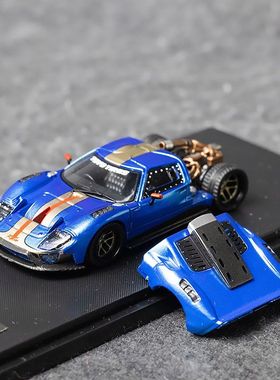 RM犀牛 1:64 福特 GT40 磁吸款 机盖可开 蓝色 合金汽车模型