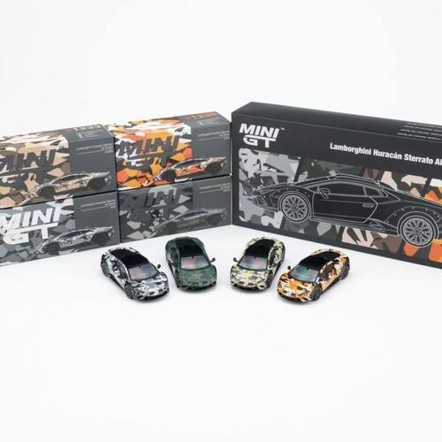 MINI GT 1:64 兰博基尼小牛Huracán Sterrato 迷彩涂装 四车套