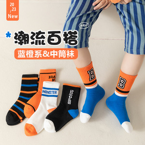 秋冬儿童袜子新款日系条纹ins风中筒袜时尚潮流A类运动袜棉袜