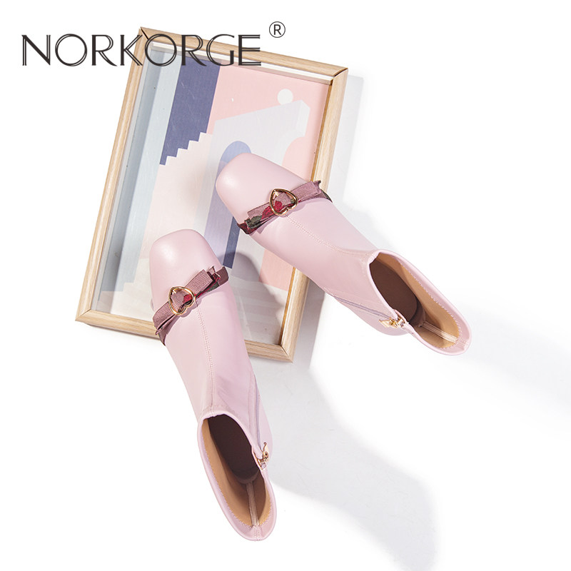 原创新款仙女风爱心蝴蝶结方头小粗跟瘦瘦靴粉紫色真皮高跟鞋短靴,女鞋,弹力靴/袜靴,淘宝优惠券,粉丝福利购,淘宝优惠卷