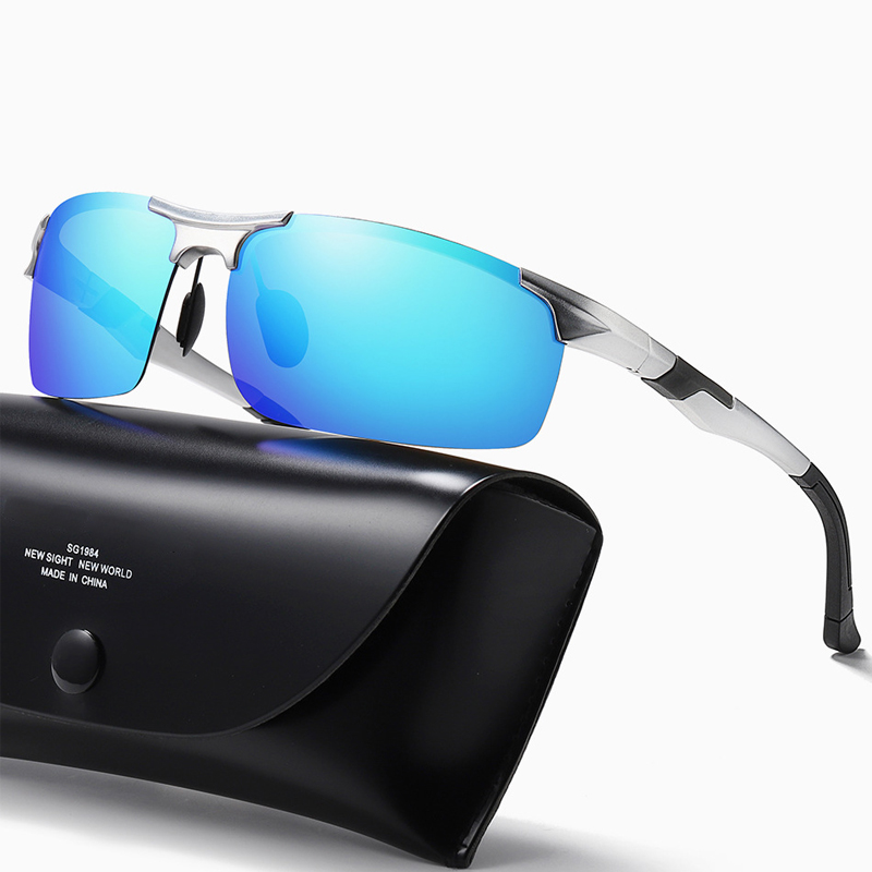 新款铝镁偏光变色墨镜半框运动太阳镜开车驾驶夜视镜户外骑行眼镜