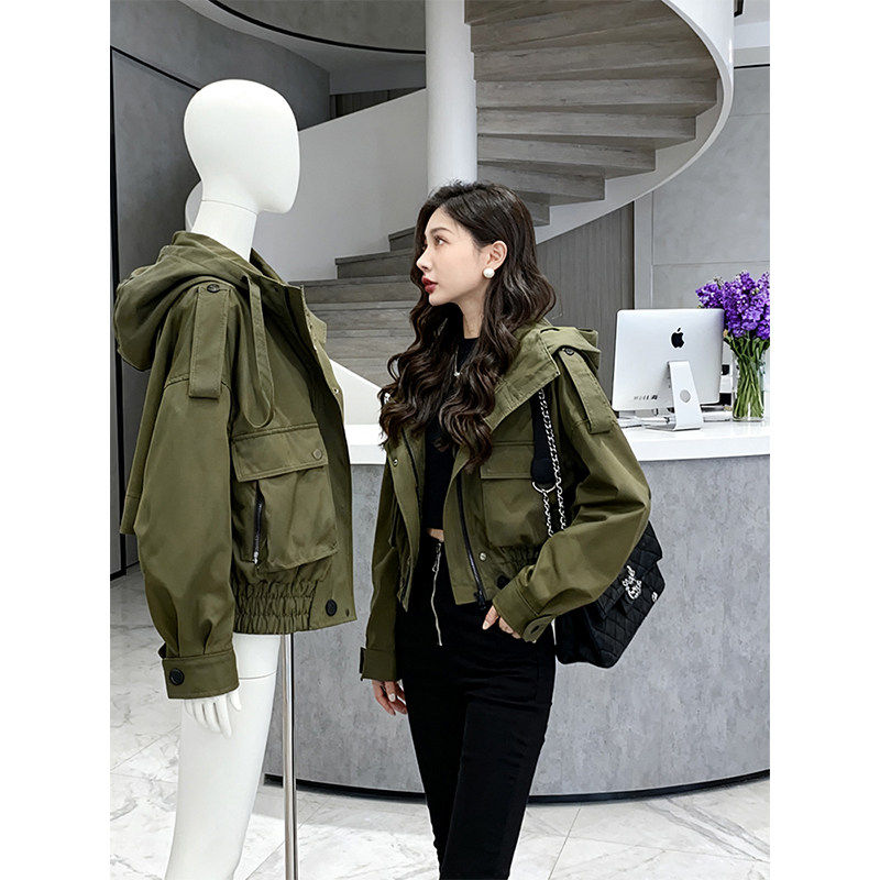 美式冲锋衣外套短款女春