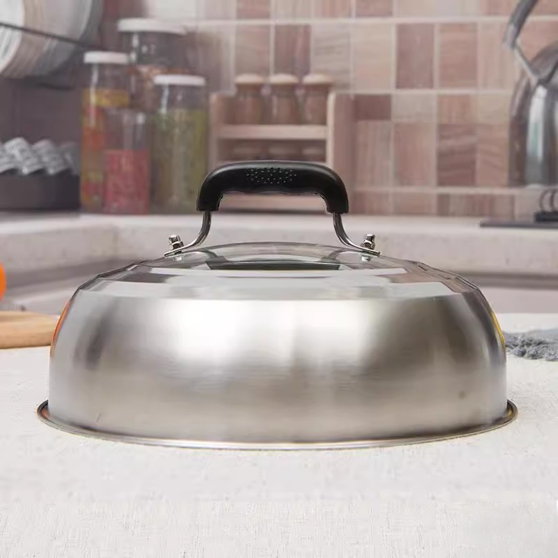 不锈钢锅盖304家用蒸锅盖子高盖加厚炒锅盖加高拱形炒鼎盖