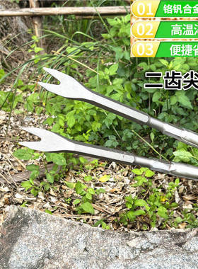 尖二齿加厚挖蒜铲子刨根蚯蚓园艺除草种花种菜工具户外挖野菜神器