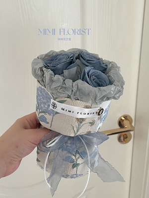 烟灰色永生玫瑰花束送爱人闺蜜老公男友情人节生日礼物