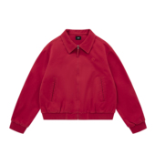 复古宽松情侣拉链外套美式 PFR AND红色翻领夹克 水洗做旧潮牌上衣