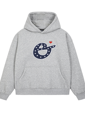 PFR AND五角星刺绣e连帽卫衣 秋冬休闲宽松加绒落肩百搭情侣帽衫