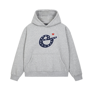 秋冬休闲宽松加绒落肩百搭情侣帽衫 PFR AND五角星刺绣e连帽卫衣