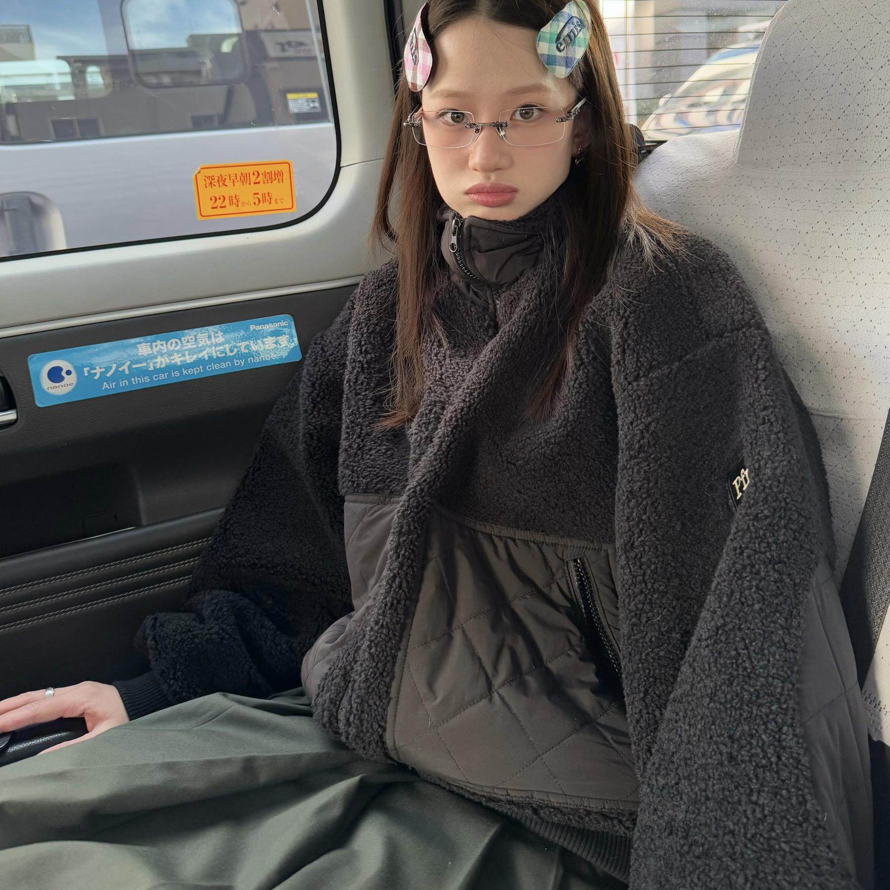 PFRAND美式复古菱格纹立领棉衣