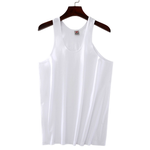 夏季纯棉男背心老头衫白色跨栏汗布背心中老年全棉背心大码