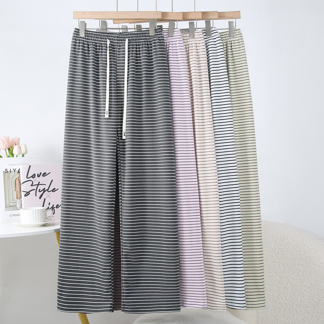 秋冬睡裤女德绒磨毛长裤家居裤宽松大码休闲裤可外穿条纹阔腿裤,女士内衣/男士内衣/家居服,睡裤/家居裤,淘宝优惠券,粉丝福利购,淘宝优惠卷