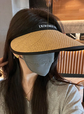 空顶帽沙滩夏季大帽檐黑胶防晒帽