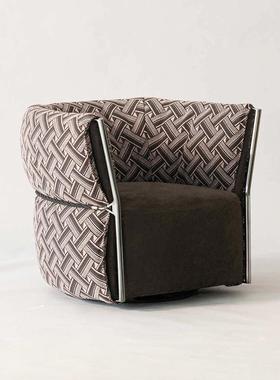 意式极简Cierre belt客厅休闲单人椅子扶手椅靠背皮革布艺