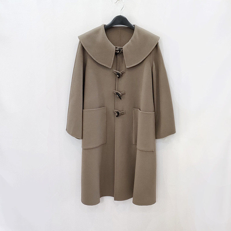 外贸尾货高级感小众设计感双面羊绒超好看大衣女秋冬季羊毛呢外套