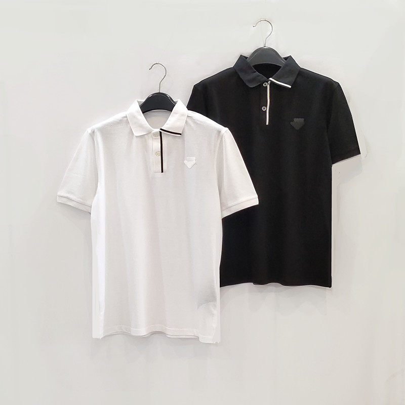欧美出口单 夏季100全棉宽松方领撞色短袖T恤衫POLO衫 男女同款