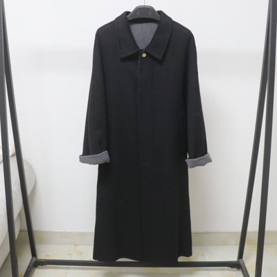 娃娃领双面双色羊毛呢大衣外套