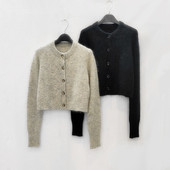 针织开衫 yuan单出口尾货马海毛蓬松丰盈单排扣短款 长袖 毛衣外套女