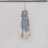 chun元欧美款夏季100纯棉牛仔短裤女A字破洞裤毛边中腰热裤牛仔裤