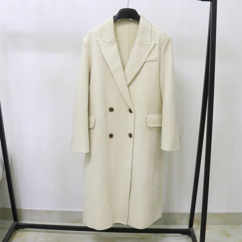 小个子白色双面羊绒大衣外套西装