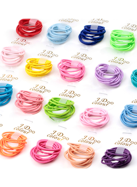 韩国JD儿童基础拇指黑色荧光发圈皮筋女宝宝不伤发头绳弹性迷你