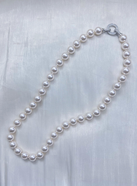 10mm打结施家珠项链双开圆盘扣