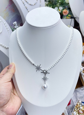 八角星芒4/12mm施家珠项链OT扣