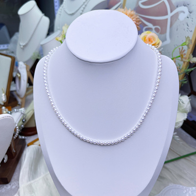 S925银尾A级4mm炫彩极光天女施家小米珠项链锁骨链