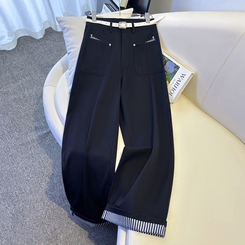 爆款女装阔腿裤2025新款高腰春秋长裤常规牛仔裤显瘦宽松直筒裤子