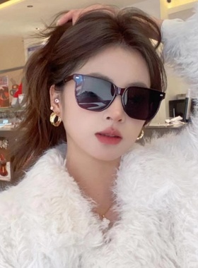 情侣韩版绿色方形眼镜男女高级感ins墨镜潮大框圆脸显脸小太阳镜