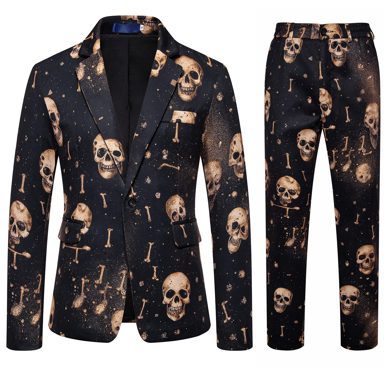 外贸男士一粒扣骷髅头数码印花西服礼服演出服1815-TX991-F125，男装西服，星座1815