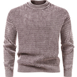 男士圆领水洗做旧纯色长袖毛衣1815-M71-F80，男装针织衫/毛衣，星座1815