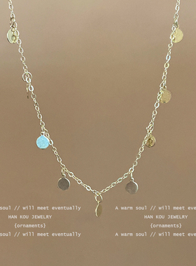 vintage中古项链小众复古亮片锁骨链女夏天叠戴脖颈链