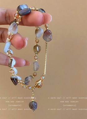 珍珠双层水晶手链复古串珠手饰