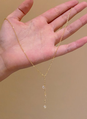 极简风轻奢锆石流苏项链女气质百搭高级感锁骨链精致百搭颈链配饰