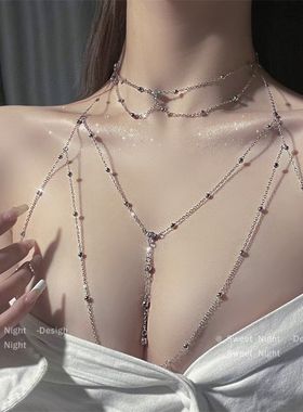 纯欲胸链身体链锁骨链性感挂链装饰项链女配饰大胸锁骨链