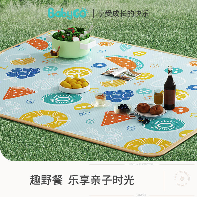 babygo儿童户外野餐爬行垫便携可折叠野营垫子防水防刮耐磨防潮垫