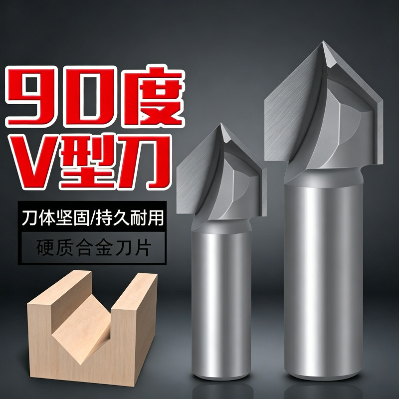 木工90度V型刀铝塑板折角修边机刀头折角刀开槽集成墙板铣刀