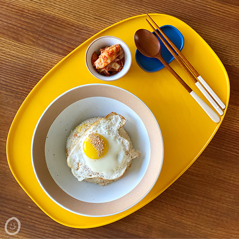 韩国枣木马卡龙彩色餐盘