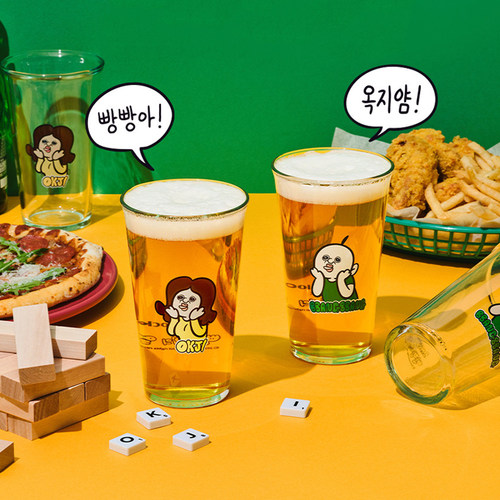 韩国直邮代购Bbang可爱卡通男女玻璃烧酒啤酒咖啡杯牛奶水杯套装
