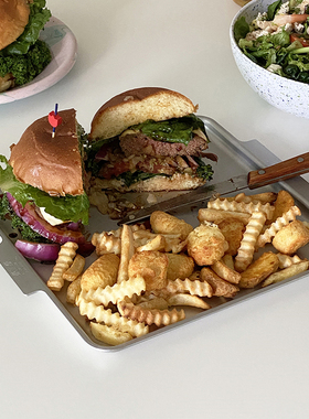 韩国阿茶同款vatya铝制方形托盘早餐双耳盘果盘蔬菜盘简约披萨盘