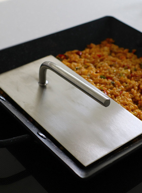 onega烤盘用不锈钢压板方形烤盘专用铁板鱿鱼铲炒饭烤肉汉堡铲