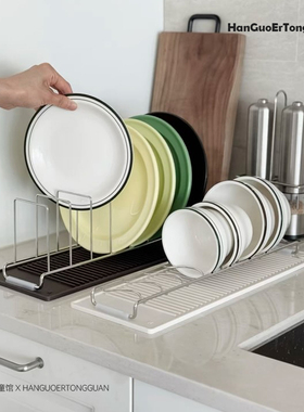 韩国304不锈钢碗碟保管沥水抽屉内置置物架收纳托架盘厨房沥水