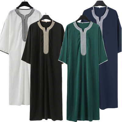 男士刺绣宽松长袍透气休闲中长款礼服Ethnic Style Long Robe