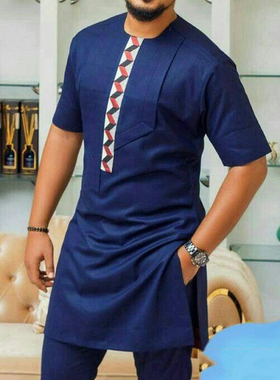 Summer Kaunda Men Suit 2Pcs Outfit Top and pants短袖男士套装