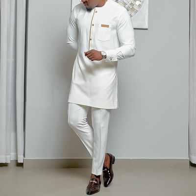 African Men traditional clothing男士礼服长袖衬衫长裤民族服饰
