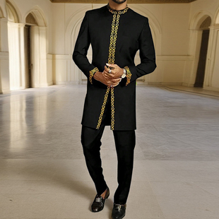 两件套装 Kaftan Set非洲中东阿拉伯男士 Kaunda 民族传统服饰 Suit